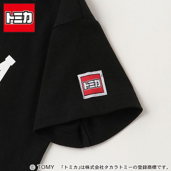 日本 petit main - TOMICA聯名 印花短袖上衣-工程車-黑
