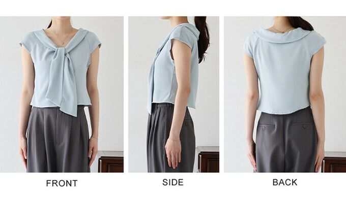 日本 BLUE EAST - 簡潔美型領巾法式袖上衣-象牙 (M)