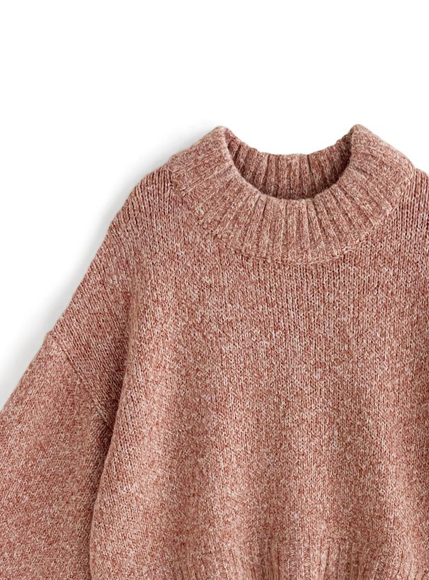 日本 GRL - 羊毛混紡短版落肩毛衣-暖橘 (F)