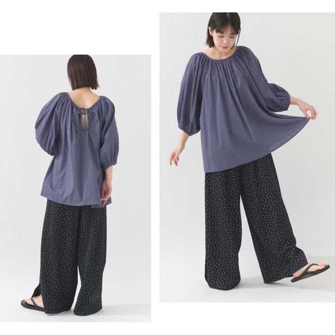 日本 OMNES - 100%印度棉 前後2way典雅緹花七分袖上衣-白