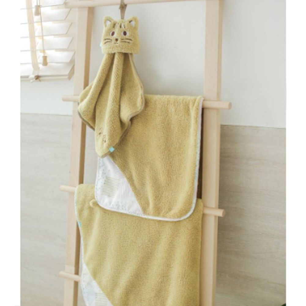 minihope美好的親子生活 - 石虎-3件組-毛毛帕+黃球球巾+黃澎澎毯