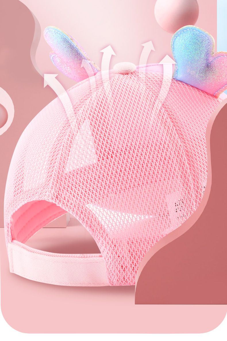 卡通公主兒童棒球帽-艾莎-鹿角款-粉色 (50-54cm)