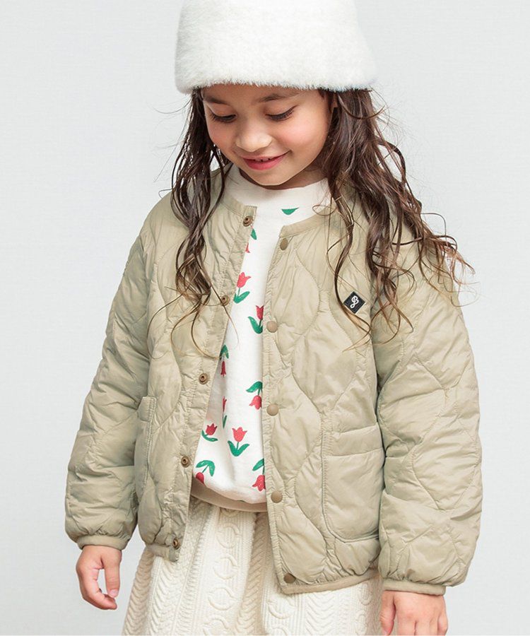 日本 BREEZE - 圓領好搭絎縫鋪棉外套(可機洗)-紅