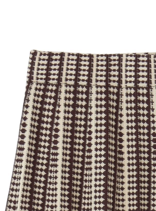 日本 GRL - 幾何圖騰立體針織百褶長裙-深咖啡