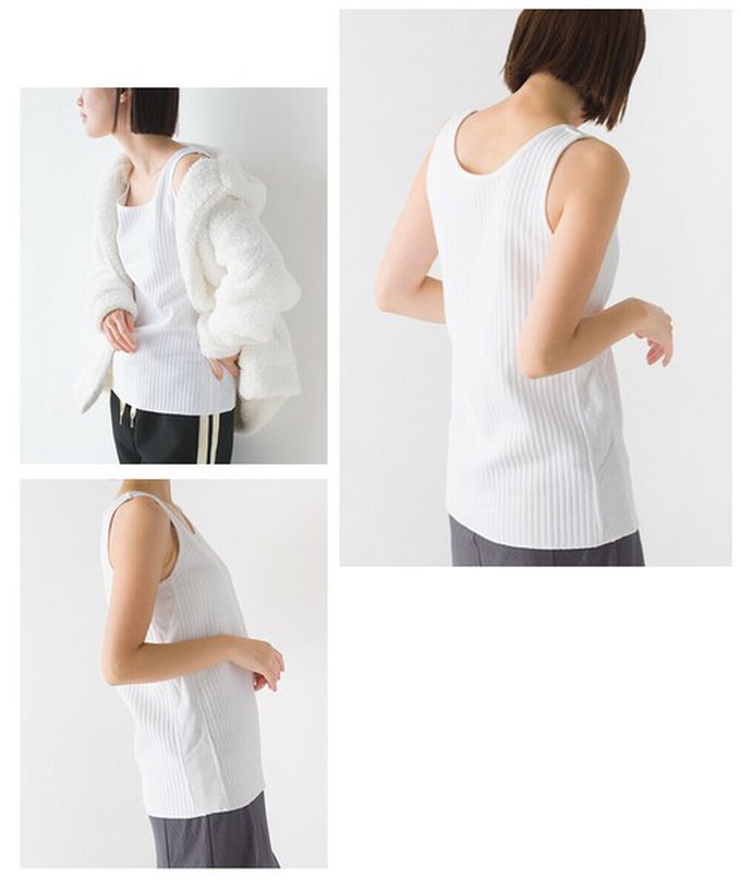 日本 OMNES - 直羅紋圓領無袖背心/內搭-卡其