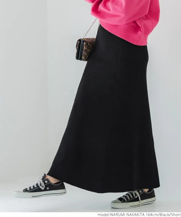 日本 COCA - 彈性質感修身魚尾裙-黑