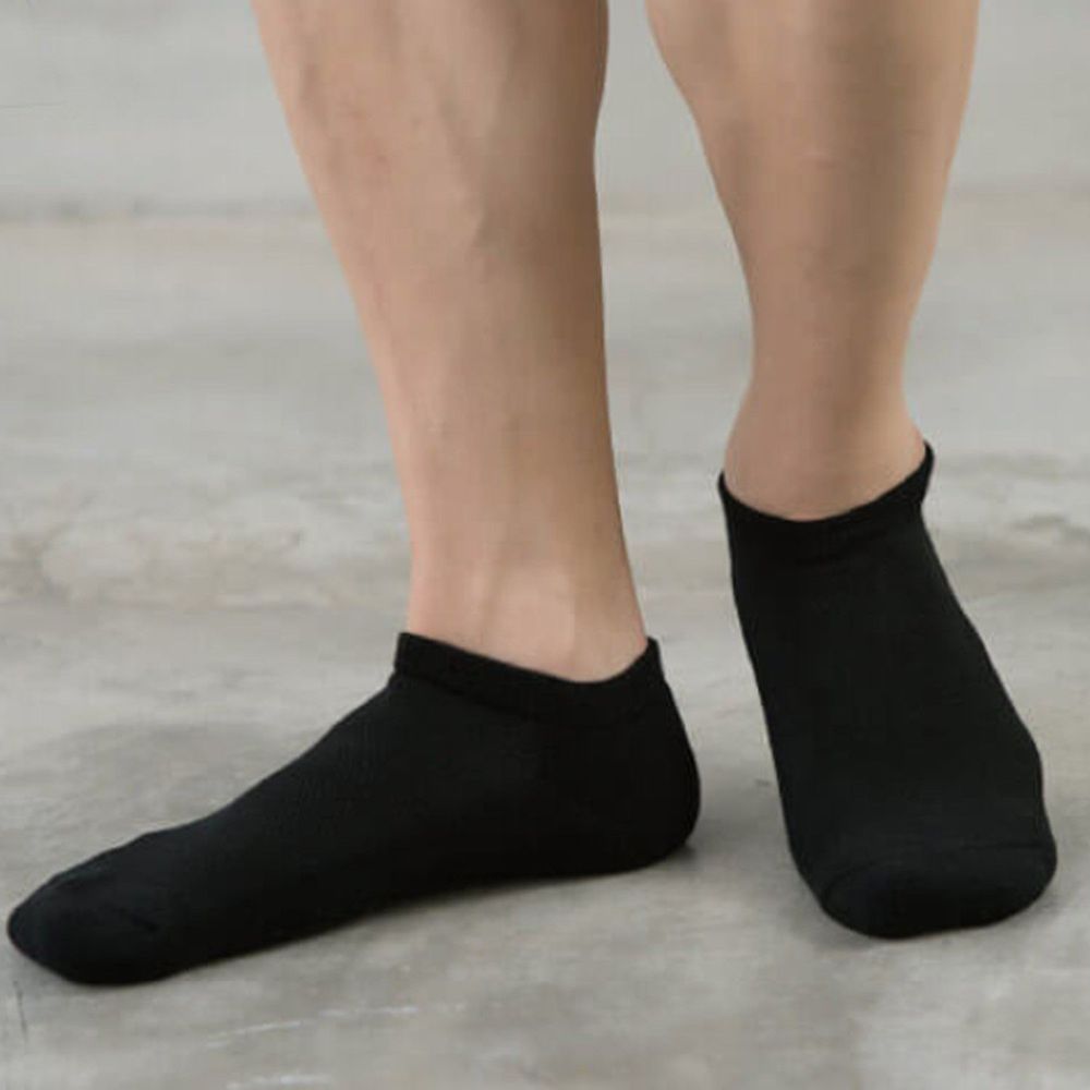 貝柔 Peilou - 貝柔機能抗菌萊卡除臭襪3入組(男氣墊船襪)-黑色 (24-27cm)