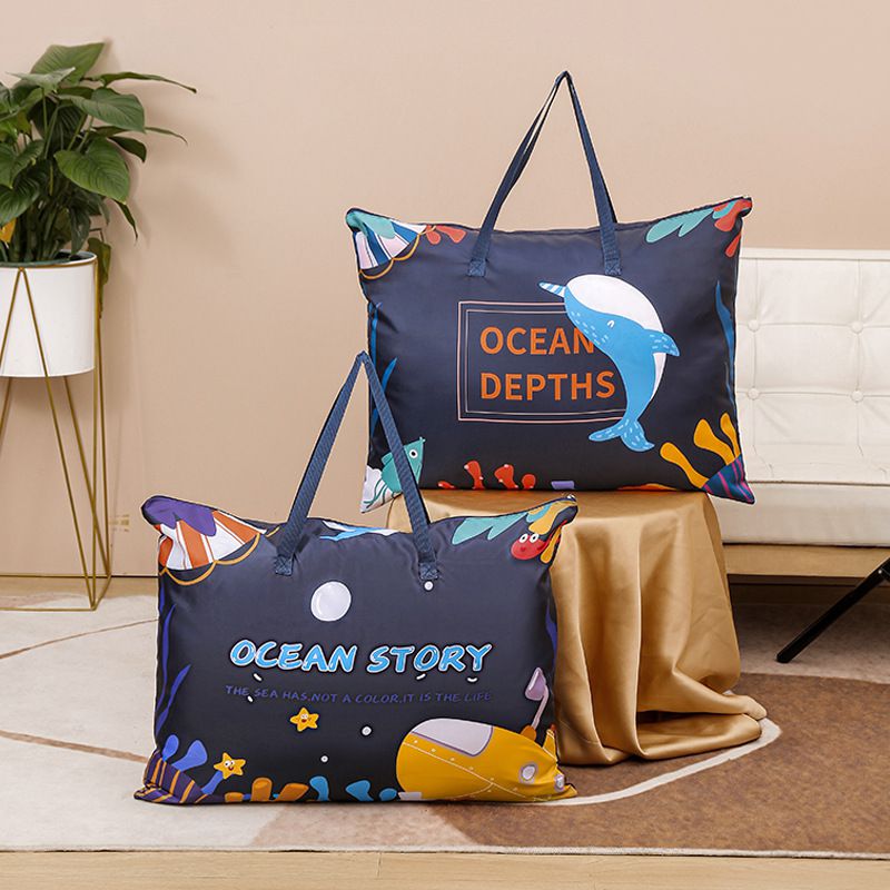 防水棉被收納袋-水母-深藍色