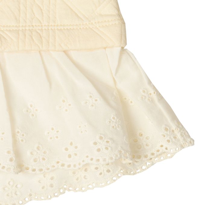 akachan honpo - 長袖鋪棉休閒上衣-下擺蕾絲-象牙白色