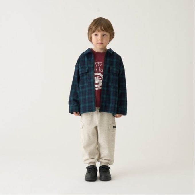 日本 b-ROOM - 經典格紋廓形長袖襯衫/夾克-綠