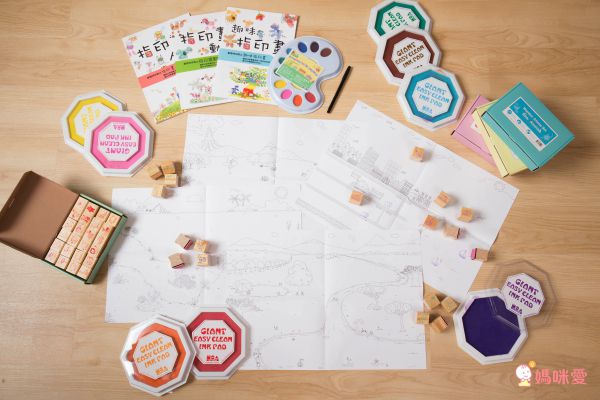 熱銷上千組【台灣製 ilovekids】可水洗八色印台、指印畫本
