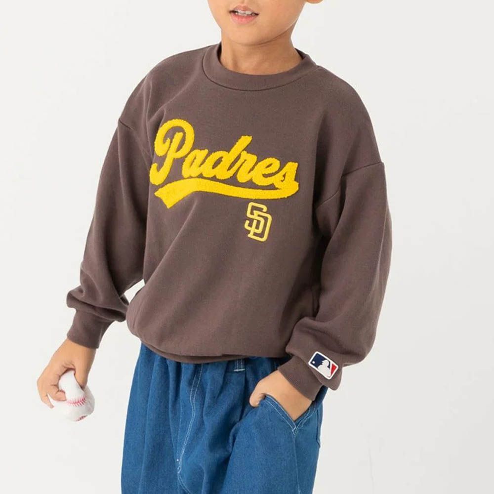 MLB聯名 立體刺繡縮口長袖上衣-聖地牙哥教士-咖啡