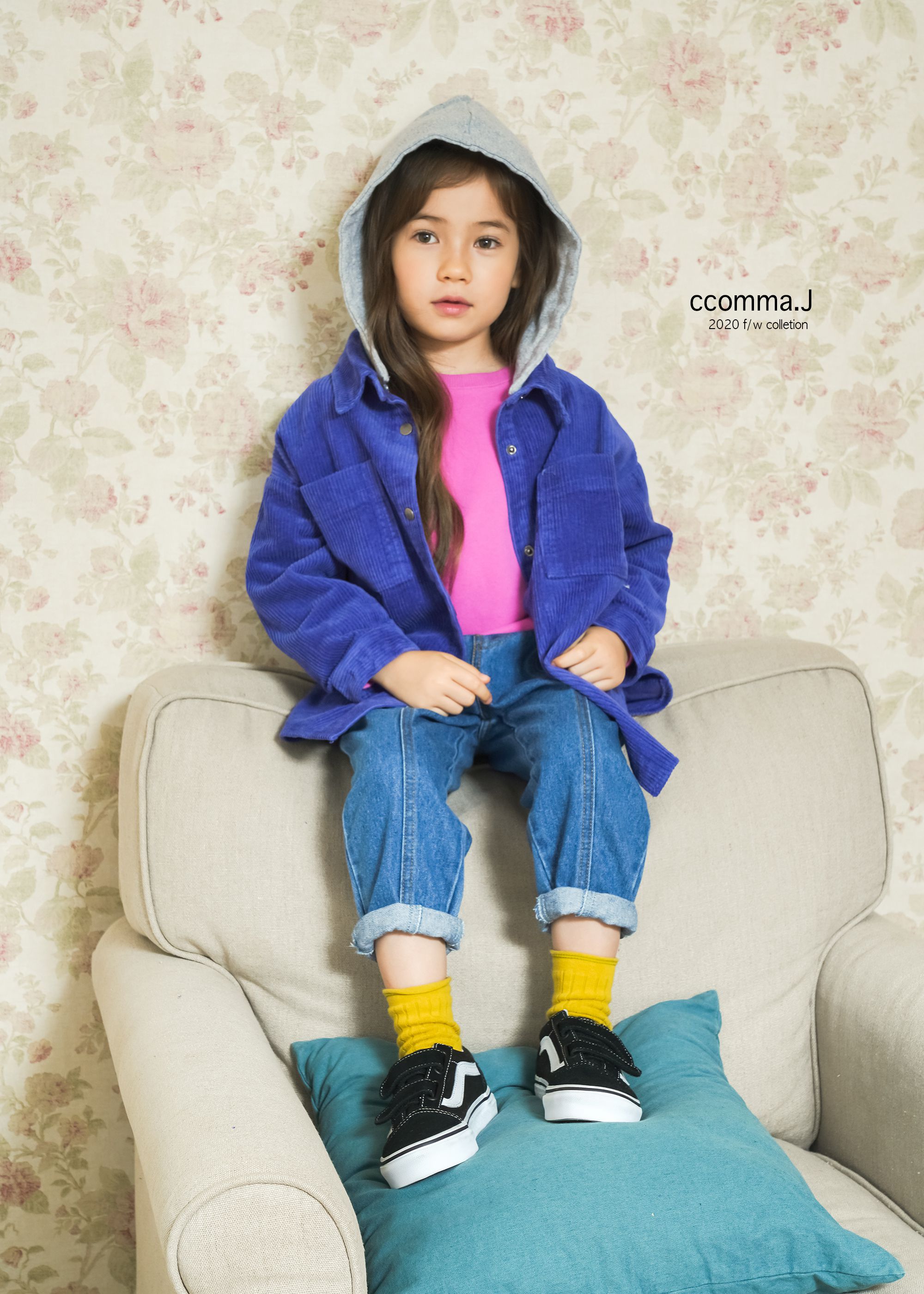 韓國 ccomma. J - 燈芯絨連帽夾克-芥末黃