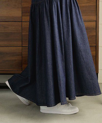 日本 Bou Jeloud - 簡約丹寧長裙-深藍