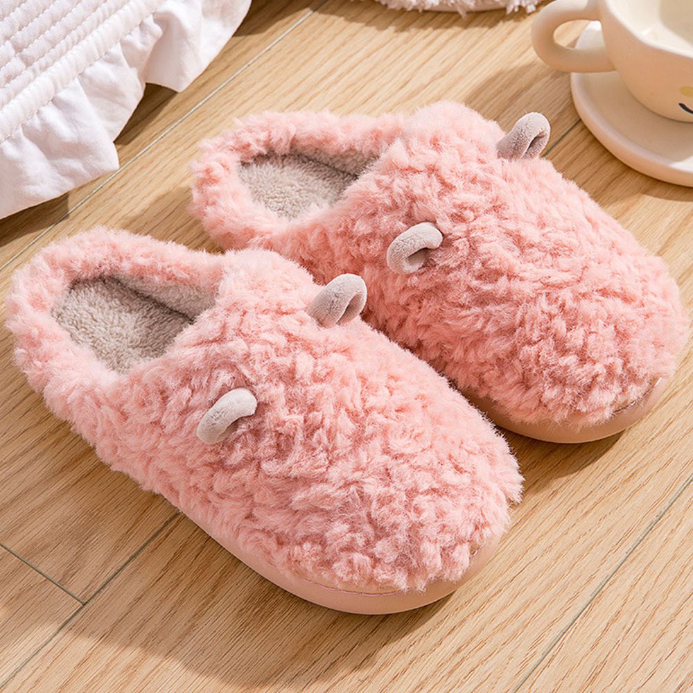 毛毛保暖室內拖鞋-小綿羊-粉色