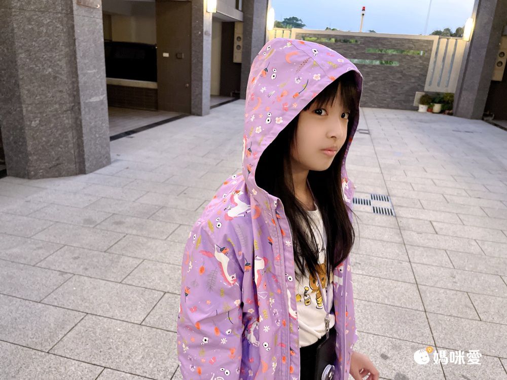 加絨款兒童防潑水衝鋒外套-獨角獸-淺紫色