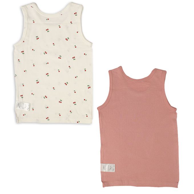 akachan honpo - 坦克背心2件組-速乾 櫻桃-粉紅色