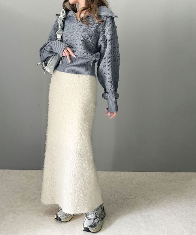 日本 Classical Elf - mily bilet 成熟感羽毛修身開叉長裙-黑