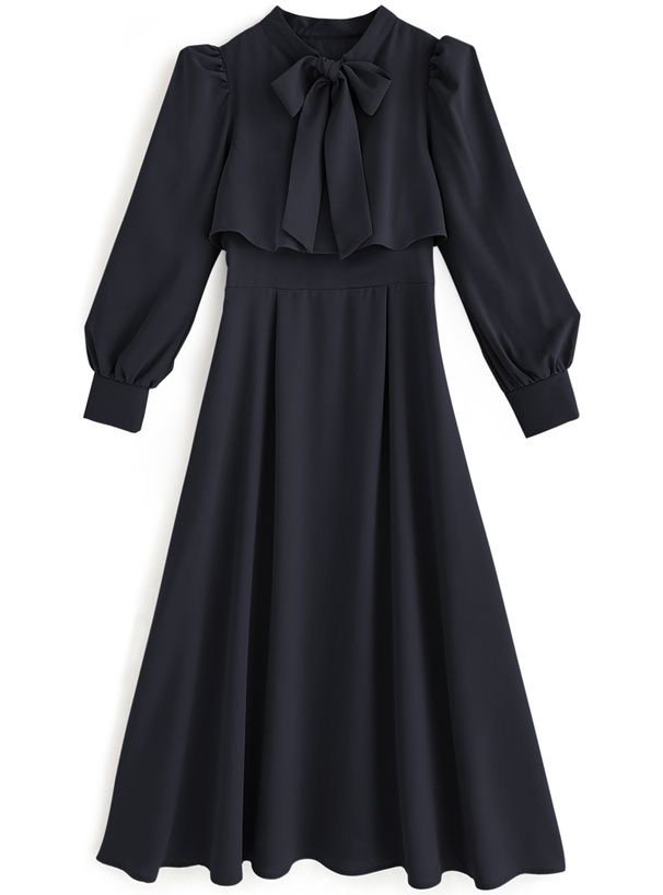 日本 GRL - 2WAY浪漫綁帶收腰洋裝-深藍