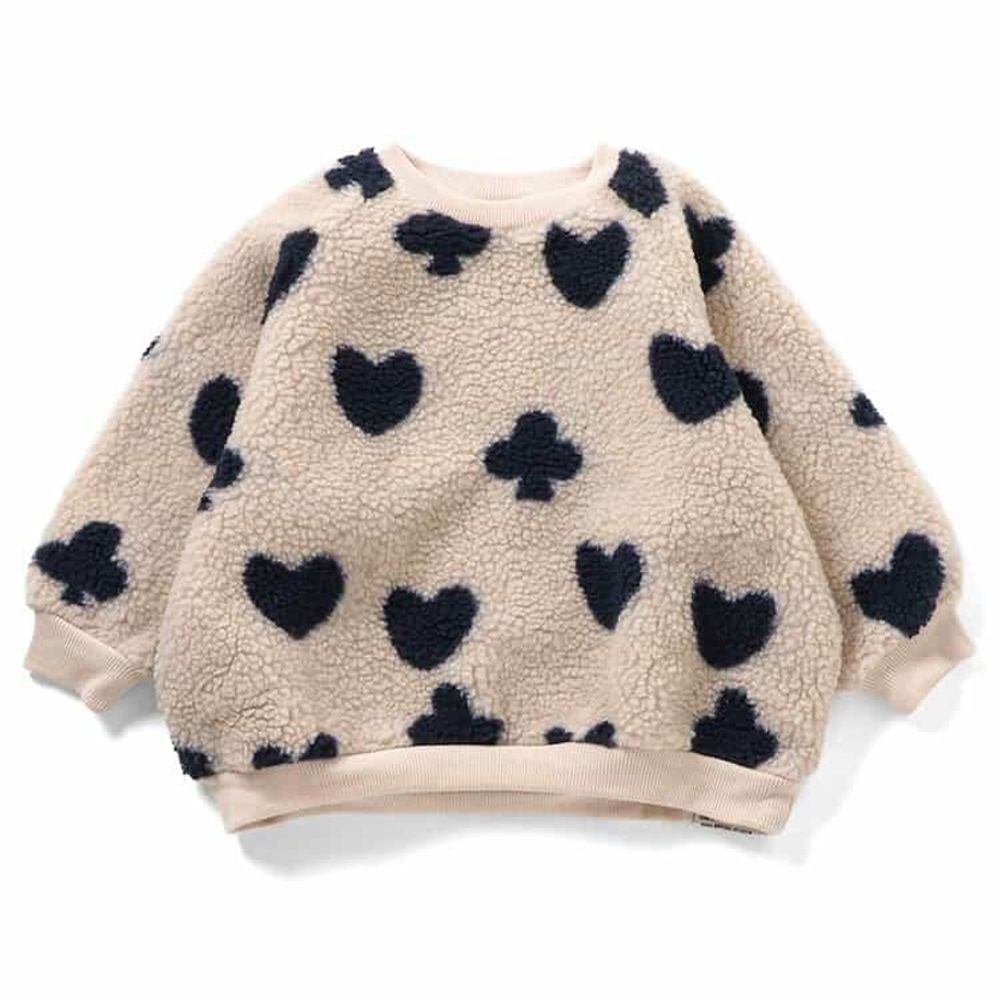 繽紛印花毛毛縮口長袖上衣-撲克牌-米白