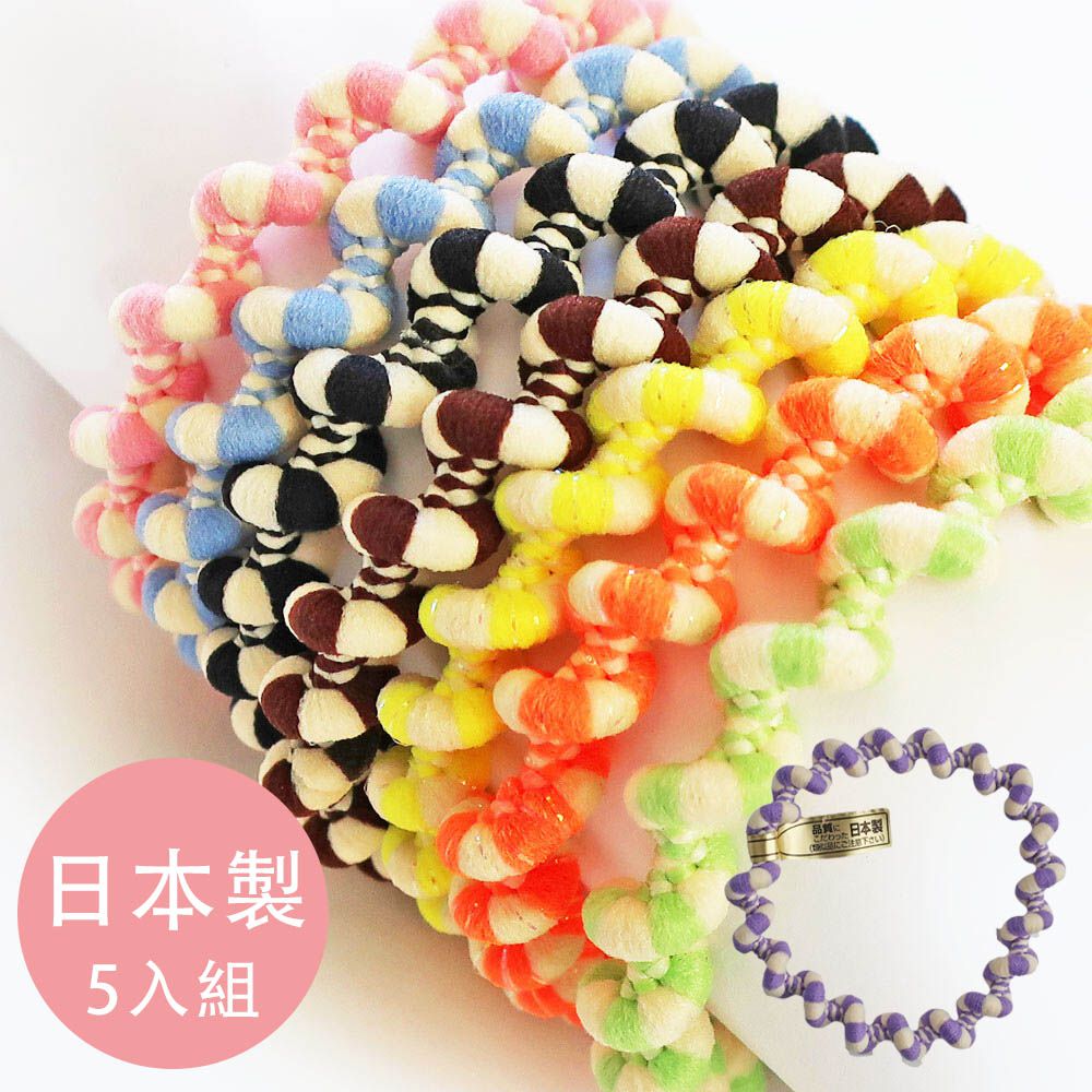 專利安心耐用彩色波浪髮圈(5入組)-單色-紫