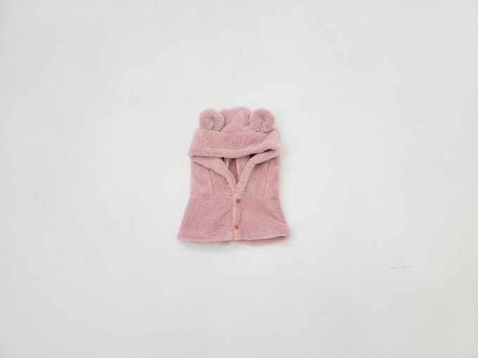 韓國 Mimico - 暖暖毛絨熊耳圍巾帽-粉 (Free)