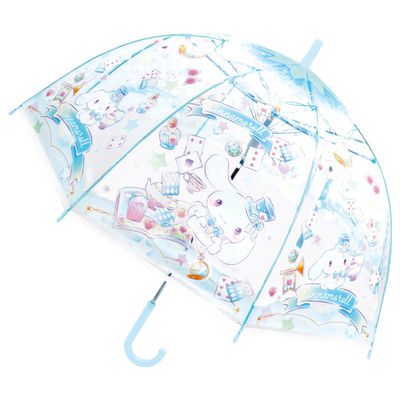 日本 J'S PLANNING - 小孩最愛印花透明直傘-卡通人物大耳狗-水藍 (55cm)