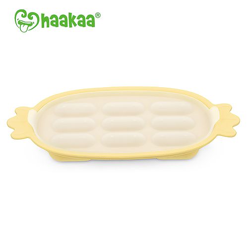 矽膠輔食模具 (附蓋子)-黃色-9格x10mL
