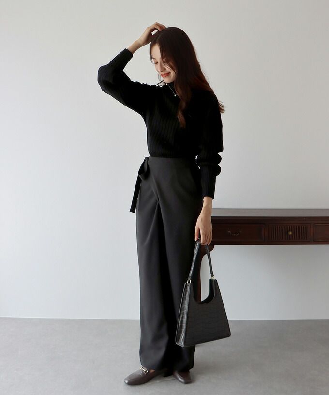 日本 BLUE EAST - 百搭坑條立領針織毛衣-水藍