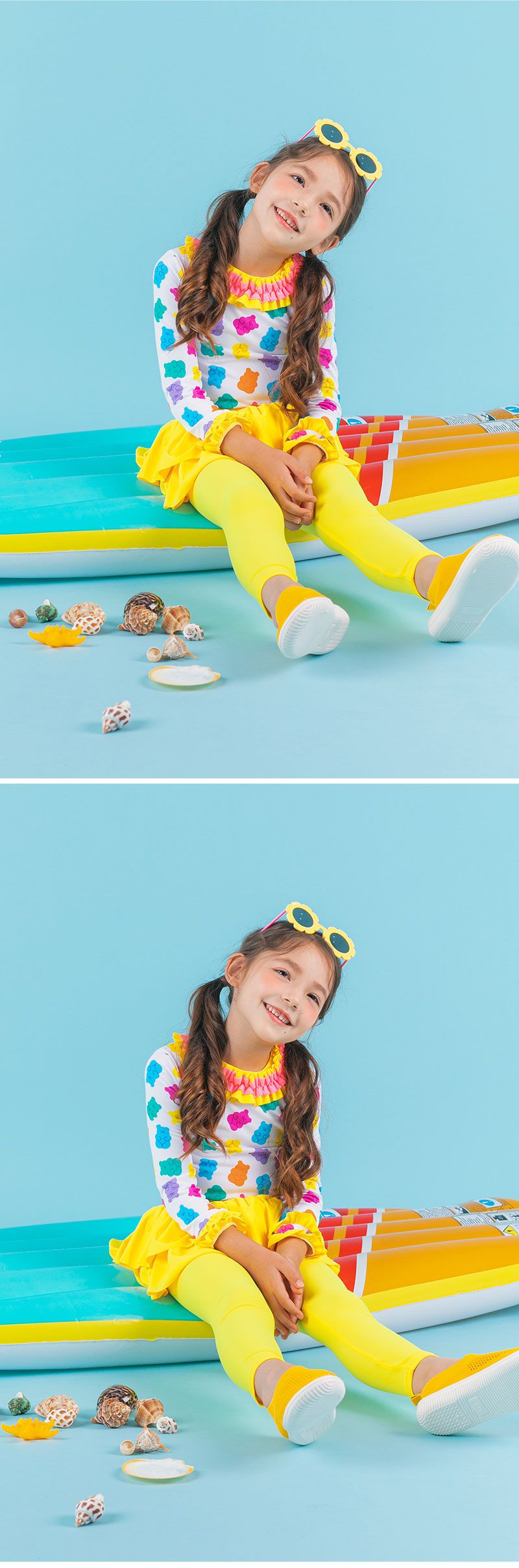 韓國 OZKIZ - 抗UV防曬兒童泳裝-三件組-熊熊軟糖