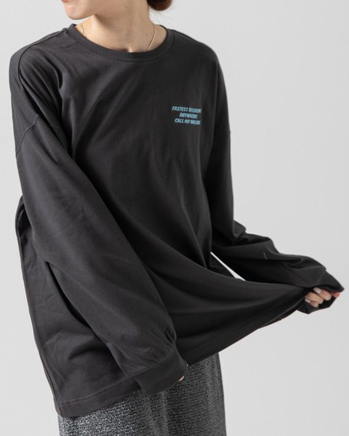 日本 gleam - 俏皮美式漢堡泡棉印花長袖T恤-煙燻藍