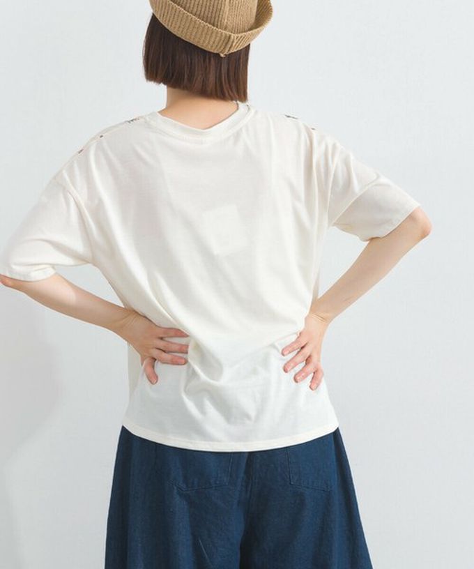 日本 Lupilien - 唯美刺繡舒適棉短袖上衣-星座-米白