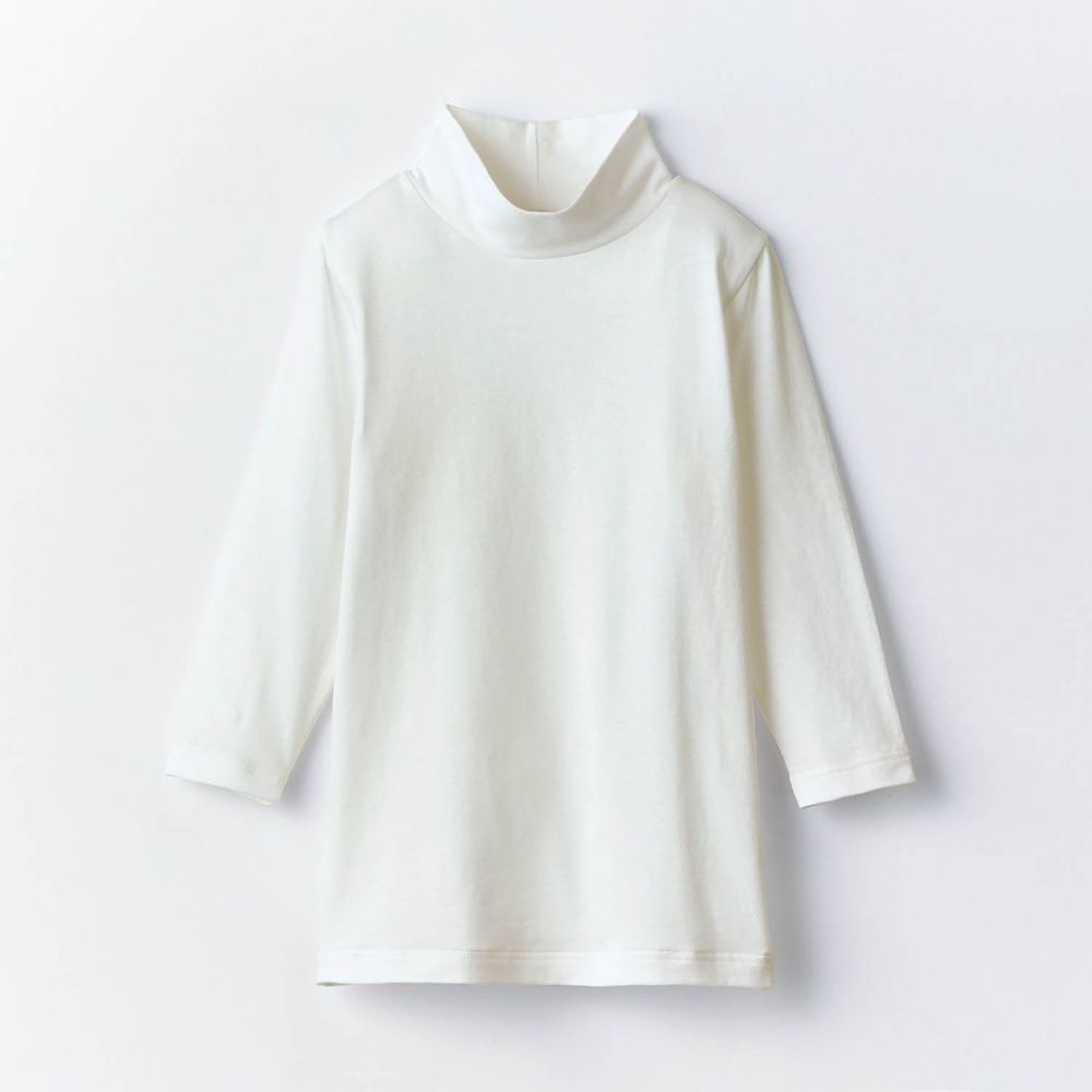 日本千趣會 - 95%棉 兒童高領九分袖發熱衣-白
