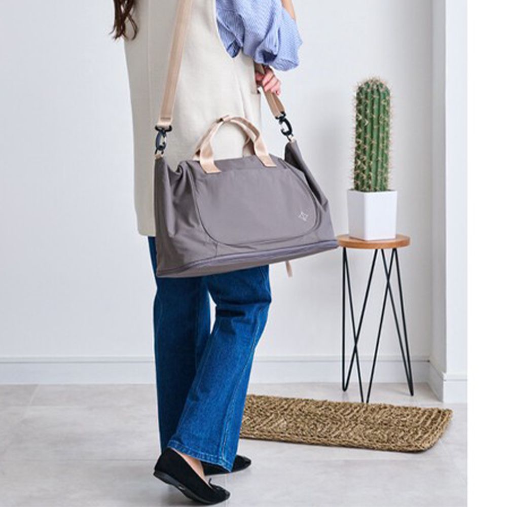 旅行系列 輕量防潑水波士頓包/登機包(可擴張)-深灰