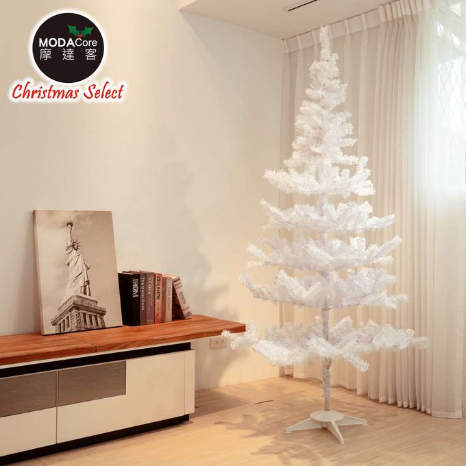 MODACore 摩達客 - 摩達客耶誕★台製7尺/7呎(210cm)特仕幸福型白色聖誕樹裸樹 (不含配件不含燈)本島免運費