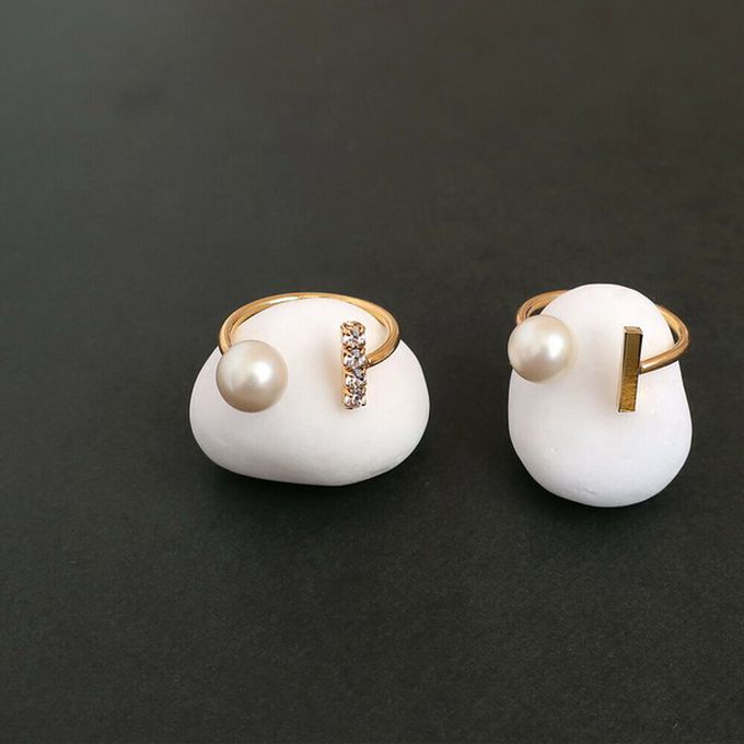 日本 Melody Accessory - [樂天No.1]高雅質感珍珠擁抱戒指-水鑽