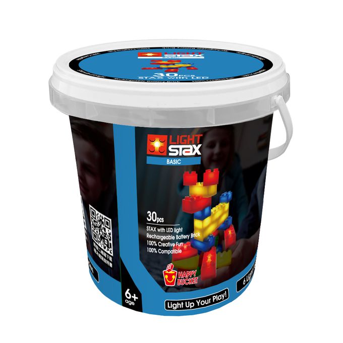 美國 Light Stax - Basic亮亮積木-小顆粒系列-小狗5合1-全新升級六段聲控-桶裝-30顆