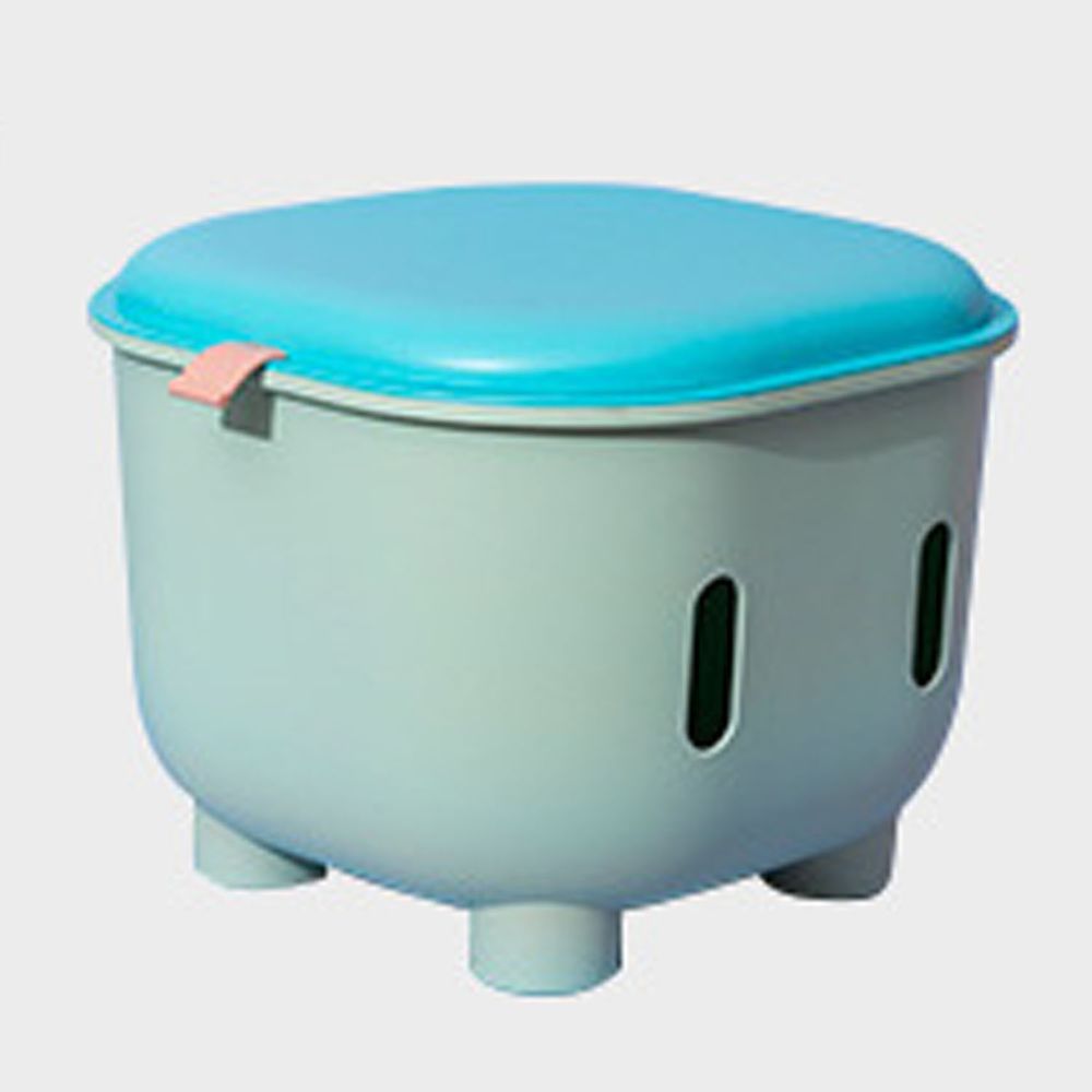 HEDO - 拼色多功能收納椅組-綠色椅x藍色蓋子-蓋子x1+收納椅x1