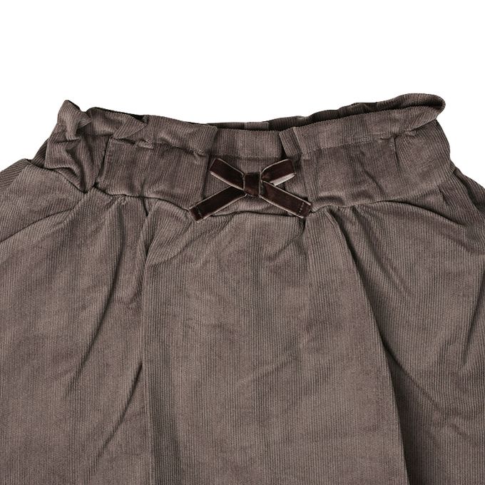 akachan honpo - 假兩件裙褲-超細燈芯絨-咖啡色