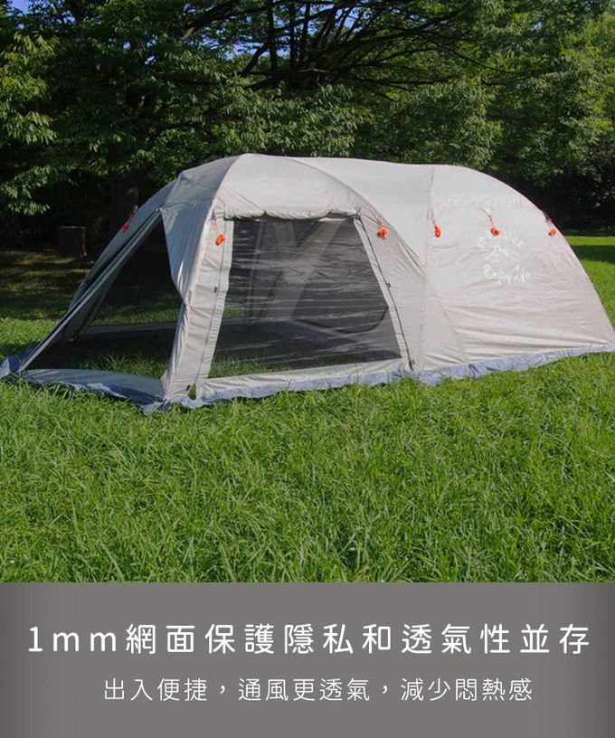 日本CAPTAIN STAG - 經典款一房一廳豪華帳篷5-6人-卡其色