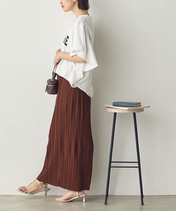 日本 Sans Souci 34+ - 細摺搖曳優雅長裙(全腰鬆緊)-咖啡 (M)