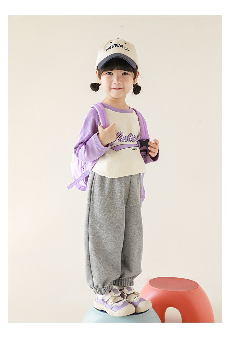 腰鬆緊百搭休閒束口長褲-愛心-粉色