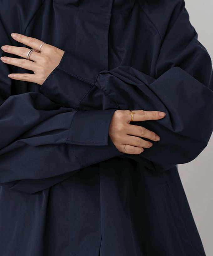 日本 Bab - [人氣款]背後皺摺薄紗連帽風衣外套-卡其杏