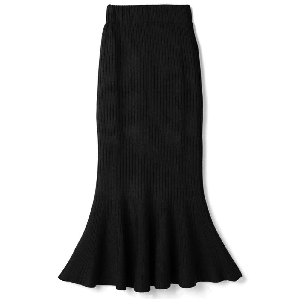 日本 GRL - 針織修身高腰魚尾裙-黑