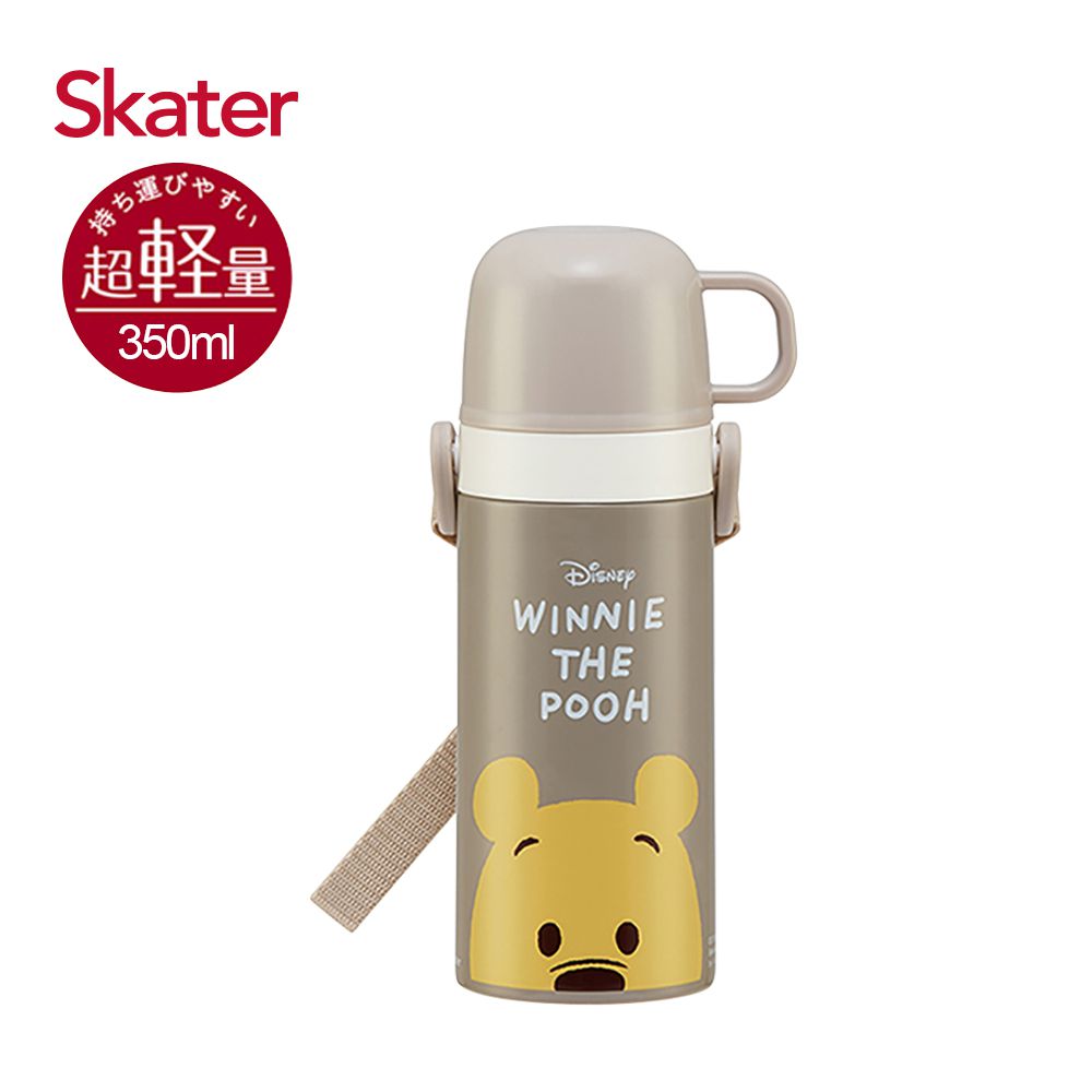 日本 SKATER - 兒童不鏽鋼保溫水壺(吸管400ml+杯蓋組)-小熊維尼
