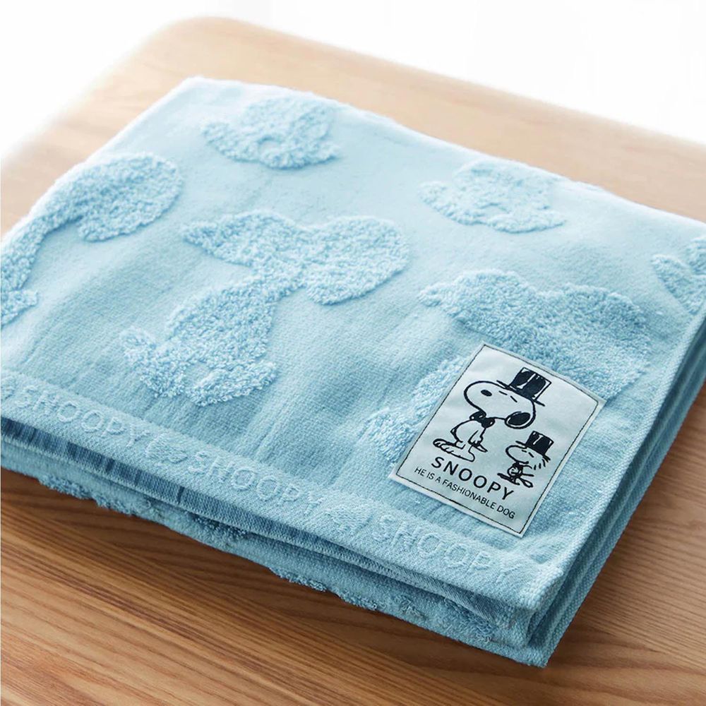 日本千趣會 - 史努比 日本製今治純棉浴巾-立體剪影-藍 (60x120cm)