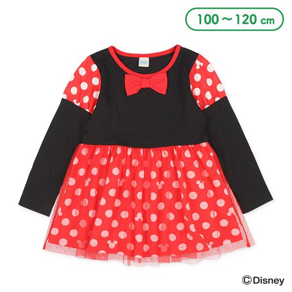 日本西松屋 - 可愛米妮造型長袖洋裝-紅黑