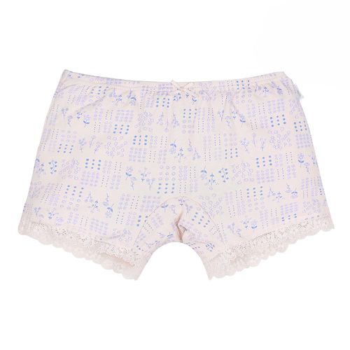 韓國 Ppippilong - 莫代爾棉混紡四角褲(女寶)-藍紫花印紋