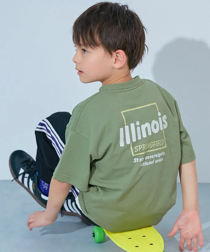 日本 devirock - 100%棉 定番印花短袖上衣-背後標籤-炭黑