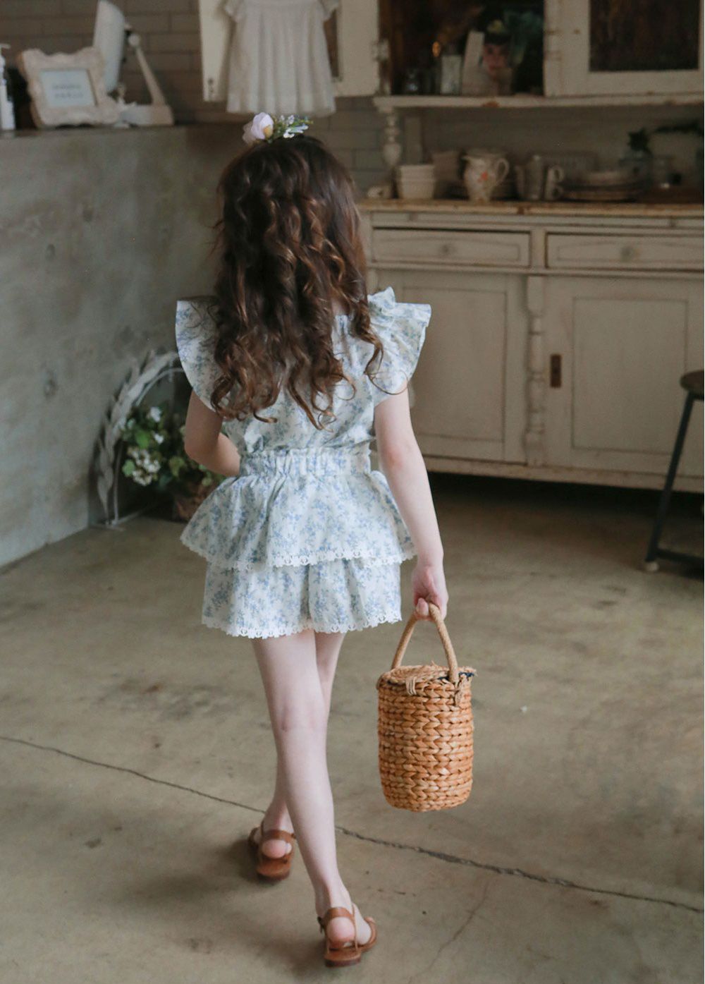 韓國 PuellaFLO - (現省50元)碎花套裝-藍花